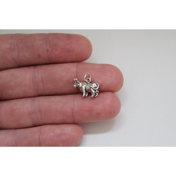 Sterling Silver Oxidized Cow Charm, Sterling Silver Cow Charm,  Cow Pendant - Picture 2 of 5